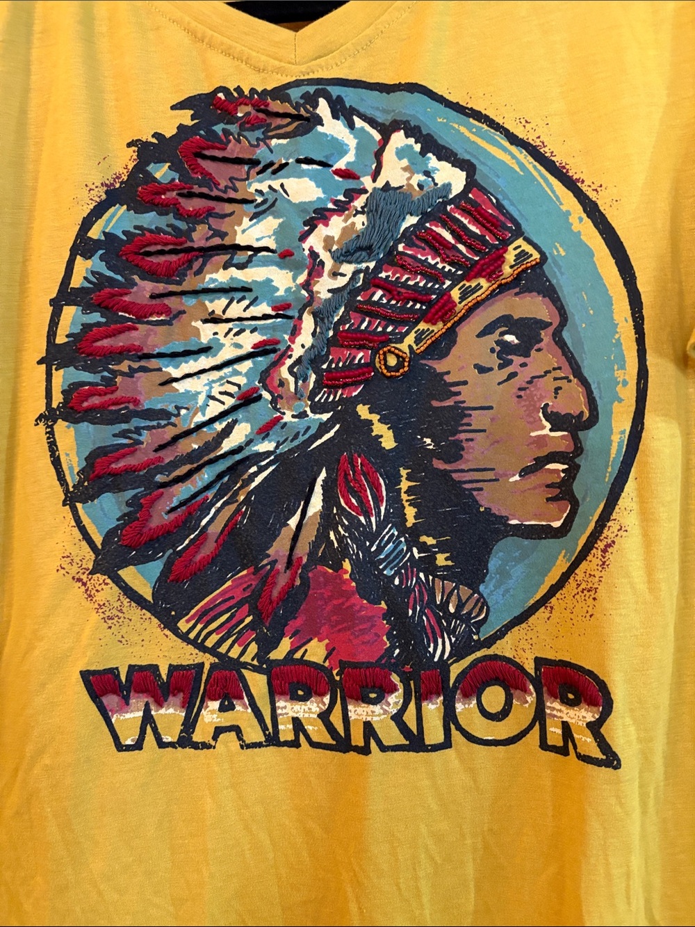 Double D Ranch Yellow Graphic 'Warrior' Short Sleeve Tee